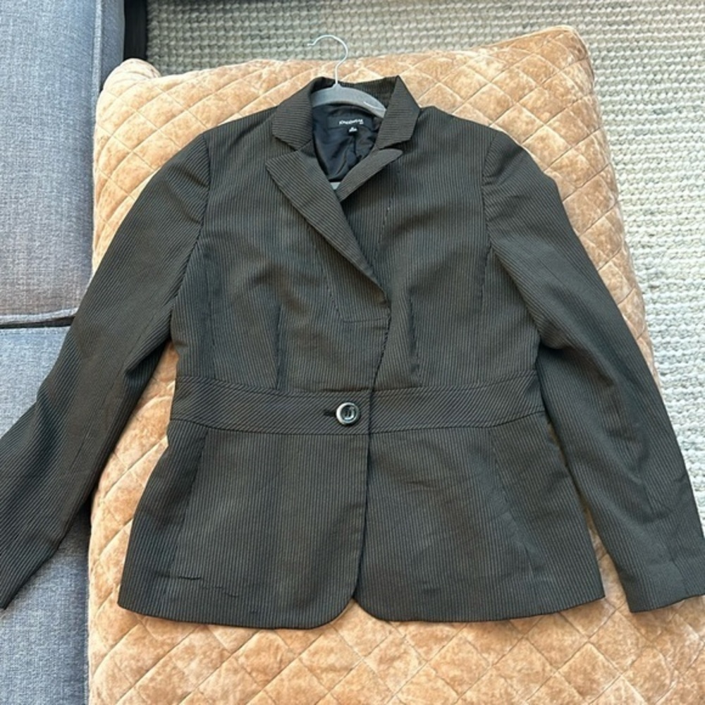 Nanette Lepore Womens Gray Ruffled Back‎ Single Button Blazer Jacket Size 8